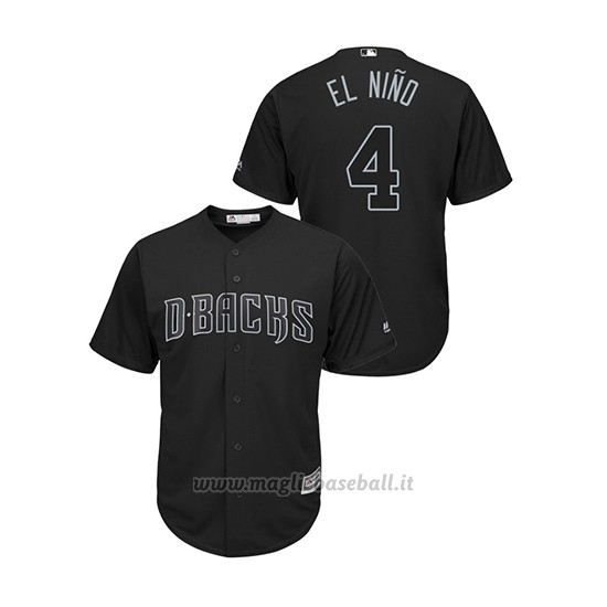 Maglia Baseball Hombre Arizona Diamondbacks Ketel Marte 2019 Players Weekend El Bambino 23.5 270 Replica Nero